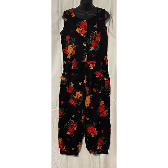 Beautiful RARE 80s/90s 80s Vintage Robbie Bee 100% Cotton Floral Jumpsuit size 1 - Picture 1 of 8
